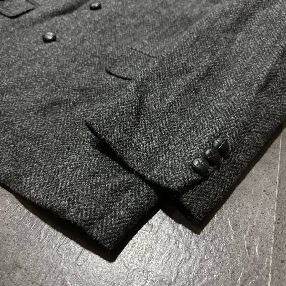 F☆ 高級感溢れる!!'カナダ製' HARRIS TWEED ハリスツイード 肉厚 ヘリンボーン柄 ツイード テーラードジャケット size:42 アウター 紳士服の画像5