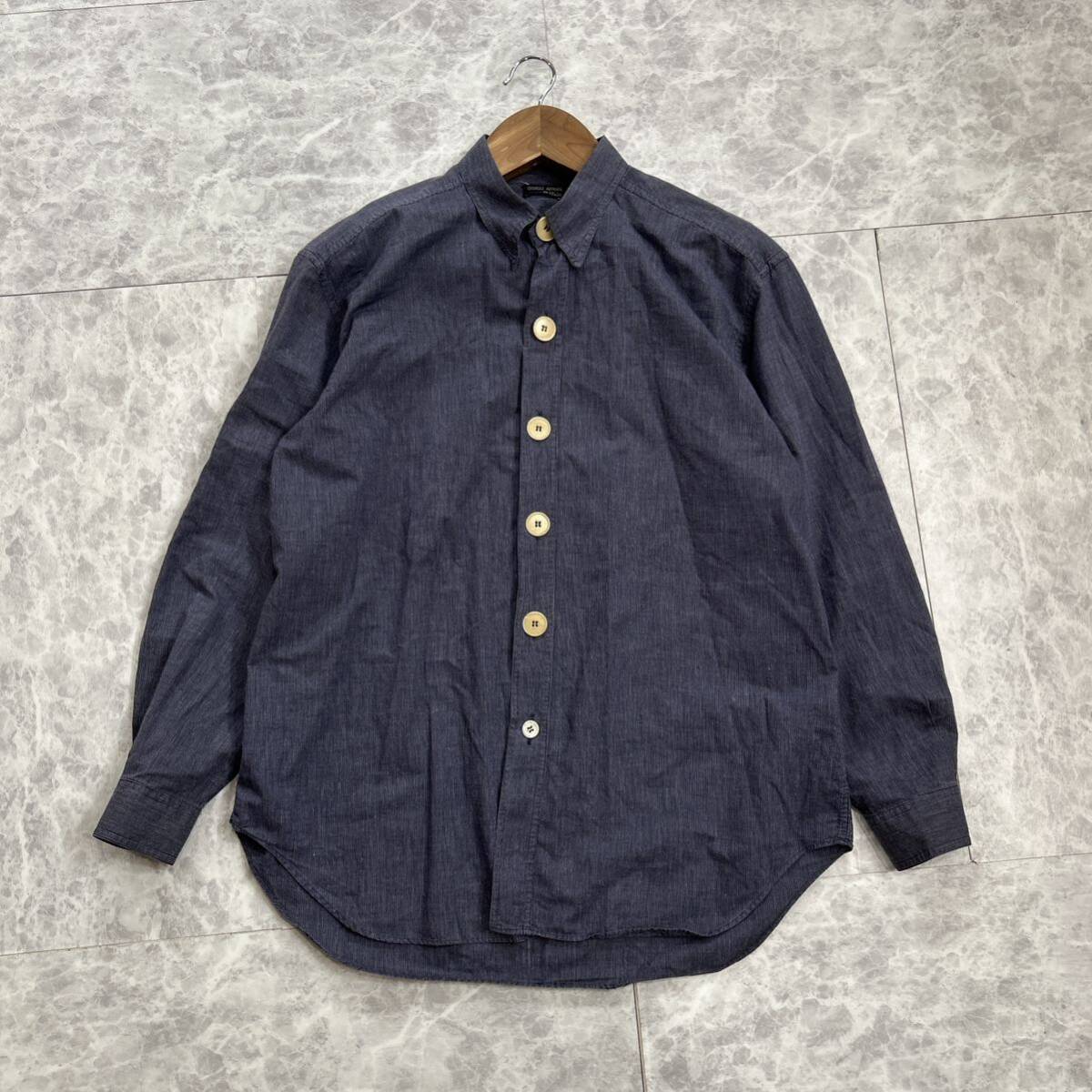 FF ■ イタリア製 '高級感溢れる' GIORGIO ARMANI ジョルジオアルマーニ 長袖 COTTON ボタンシャツ size15.5/40 紳士服 トップス 古着 _画像2