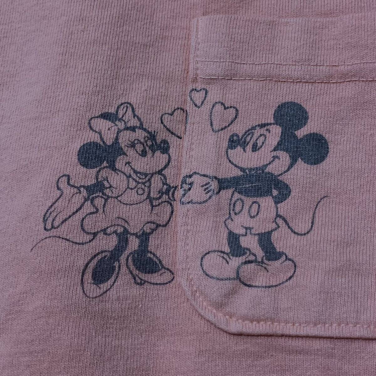 G ▼ 都会のカジュアルウェア '米国製' Champion × Disney チャンピオン T1011 刺繍 ミッキー ミニー ヘビーウェイト 半袖 Tシャツ size:S_画像4