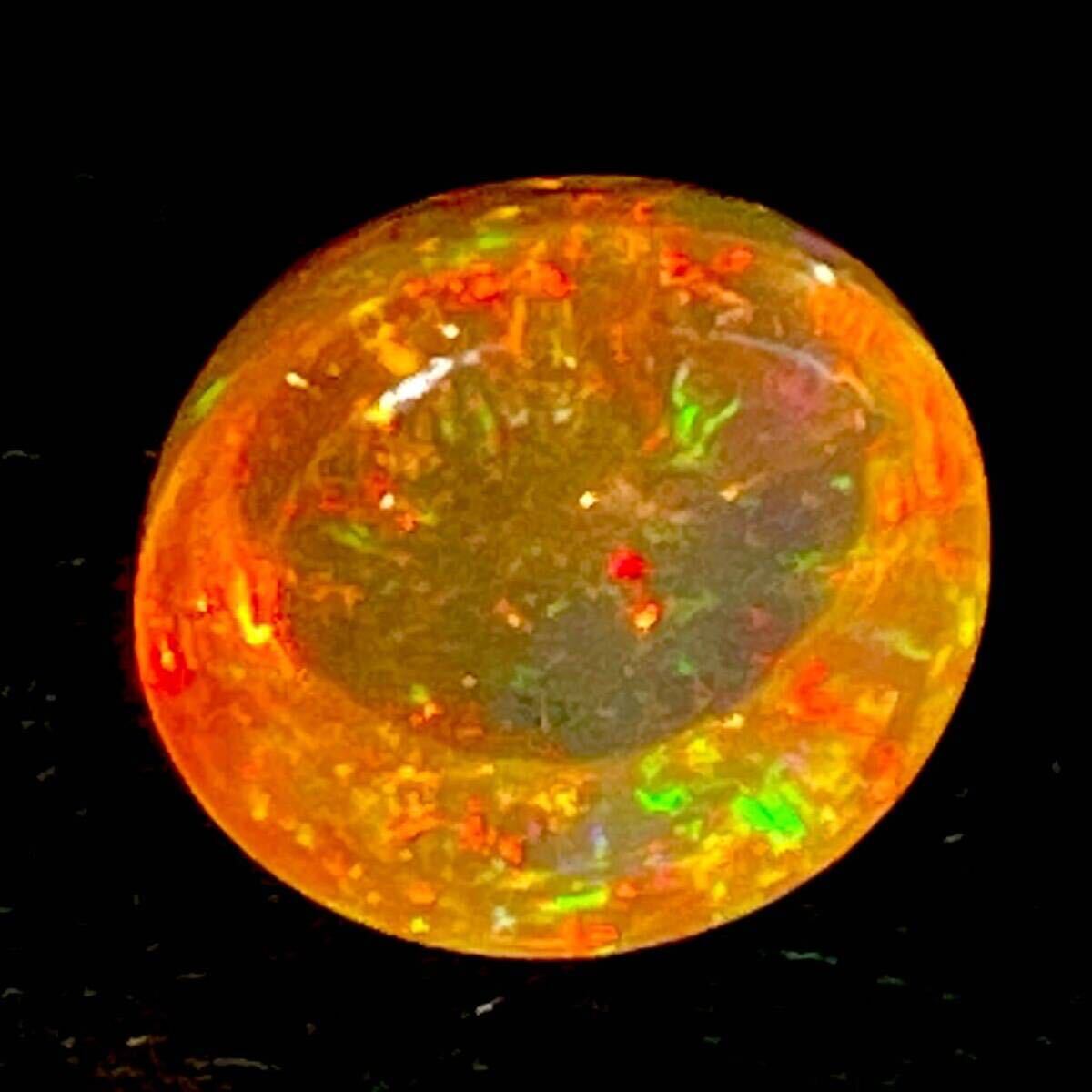 遊色効果!!(天然ファイアオパール3.633ct)a 約9.8×8.9mm ルース 裸石 宝石 ジュエリー fire jewelry opal sの画像3