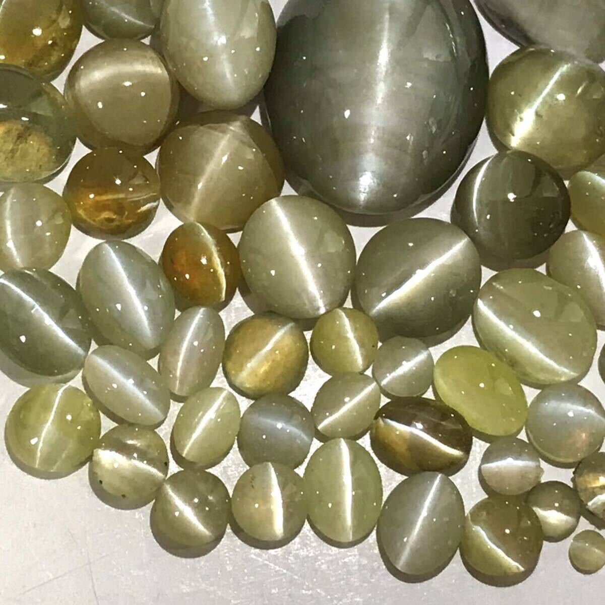 (天然クリソベリルキャッツアイおまとめ48.5ct)a ルース 裸石 猫目石 cats eye 宝石 ジュエリー chrysoberyl iの画像1