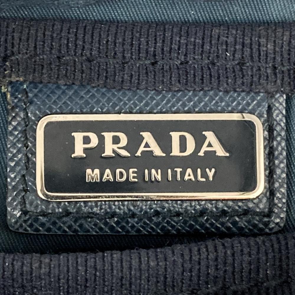  Prada pouch case vanity blue nylon lady's triangle Logo triangle Logo PRADA