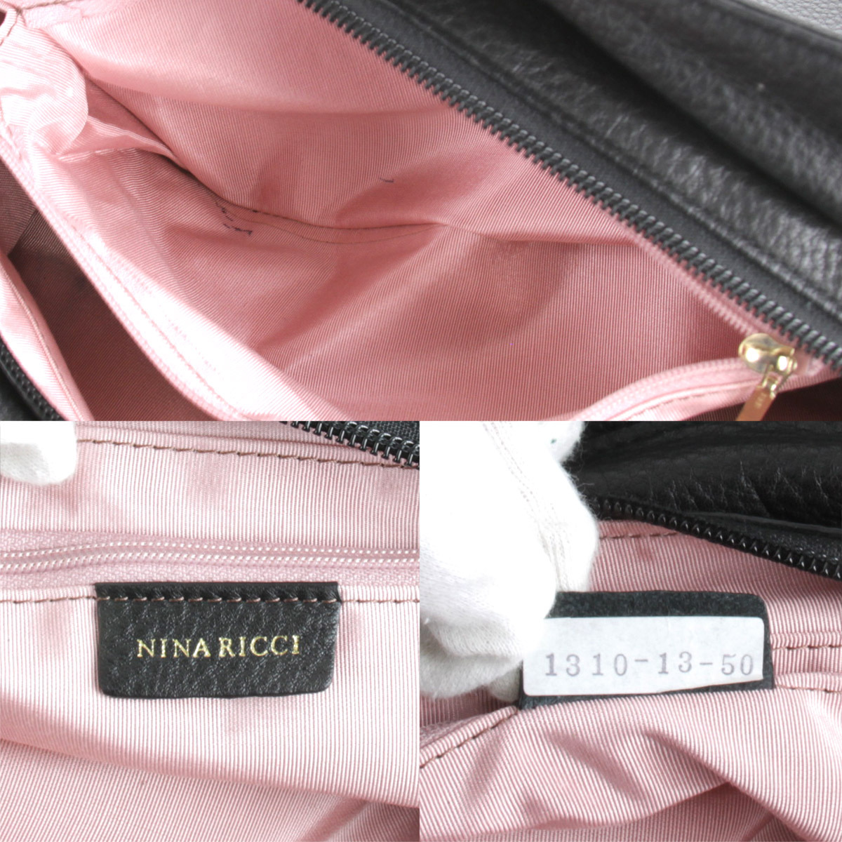 『USED』 NINA RICCI ニナリッチ ハンドバッグ ブラック レザー_画像7