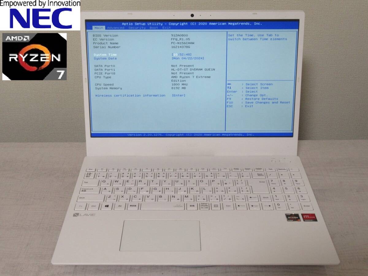 ジャンク品　NEC PC-N156CAAW RYZEN7 EXTREAM _画像1