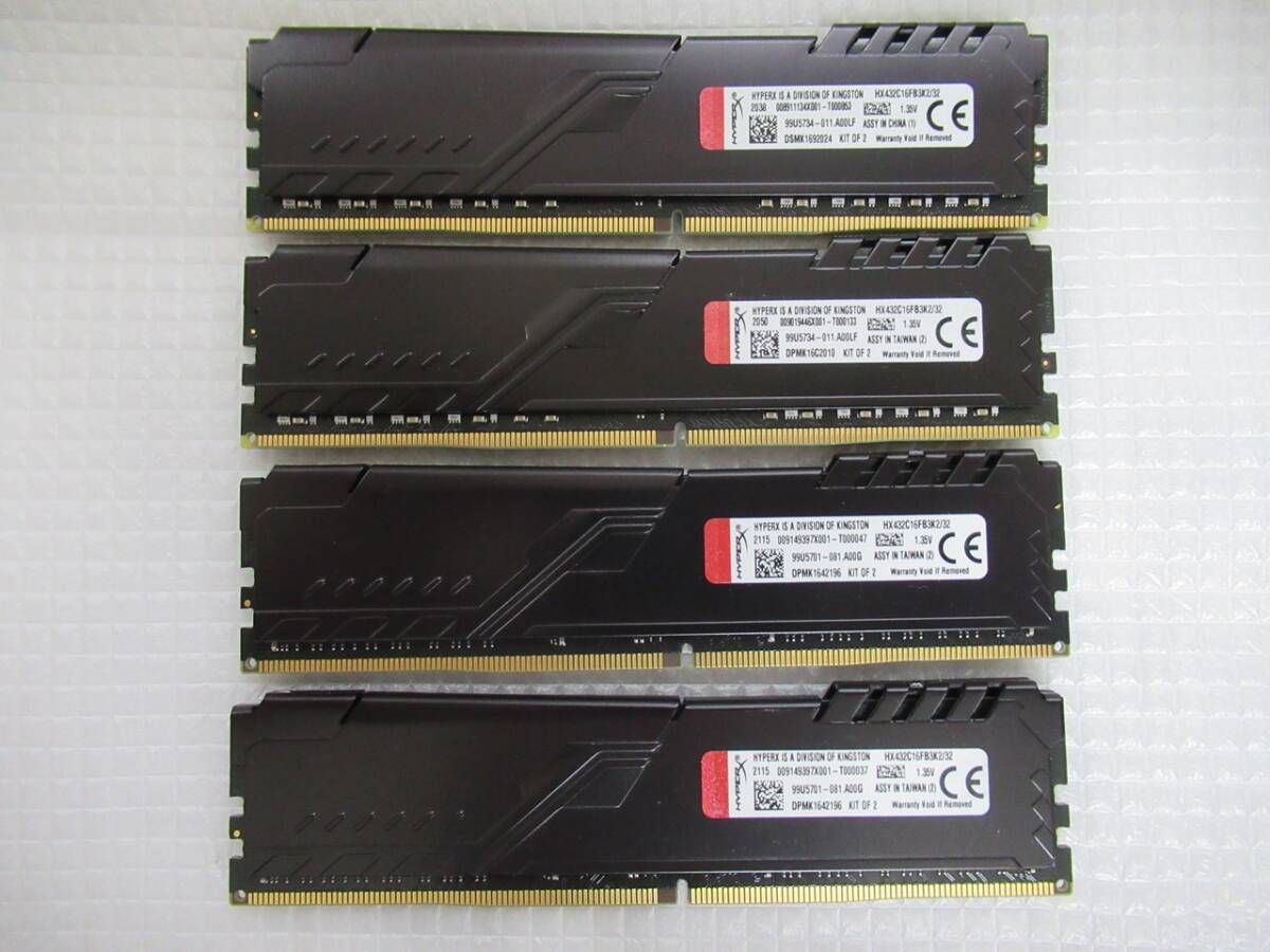 【今週のデスクトップメモリ（保証付き）】Kingston DDR4 3200Mhz HyperX FURY CL16 HX432C16FB3K2/32 16GB×4枚 計64GBの画像2