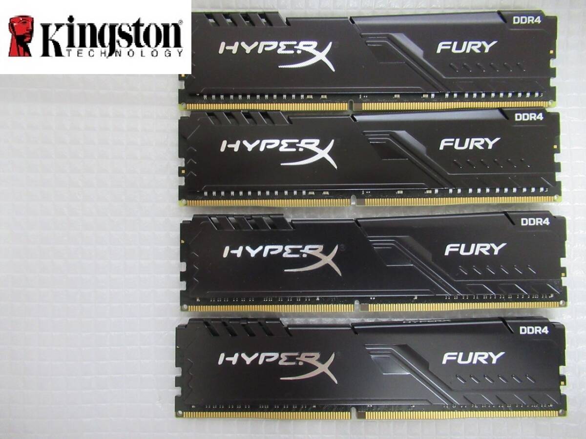 在庫僅少【今週のデスクトップメモリ（保証付き）】Kingston DDR4 3200Mhz HyperX FURY CL16 HX432C16FB3K2/32　16GB×4枚　計64GB_画像1