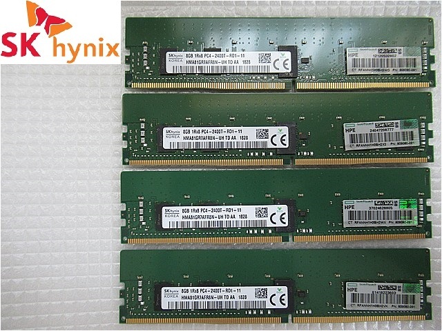 ラスト1式【今週のサーバー向けメモリ(保証付き)】SKhynix 1R*8 PC4-2400T-RD1-11 8GB×4枚 計32GBの画像1