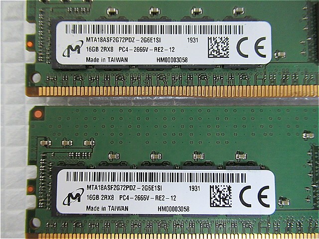 ラスト1式【今週のサーバー向けメモリ(保証付き)】Micron 2R*8 PC4-2666V-RE2-12 16GB×4枚 計64GBの画像3