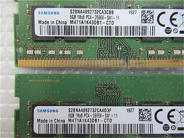 ラスト1式【今週のノート向けメモリ（保証期間付き）】SAMSUNG 1R*8 PC4-2666V-SA1-11 8GB×2枚 計16GBの画像2