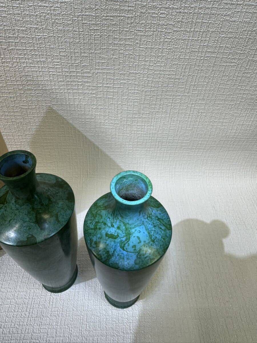 花瓶 花器 フラワーベース 青銅 共箱付 セットの画像3