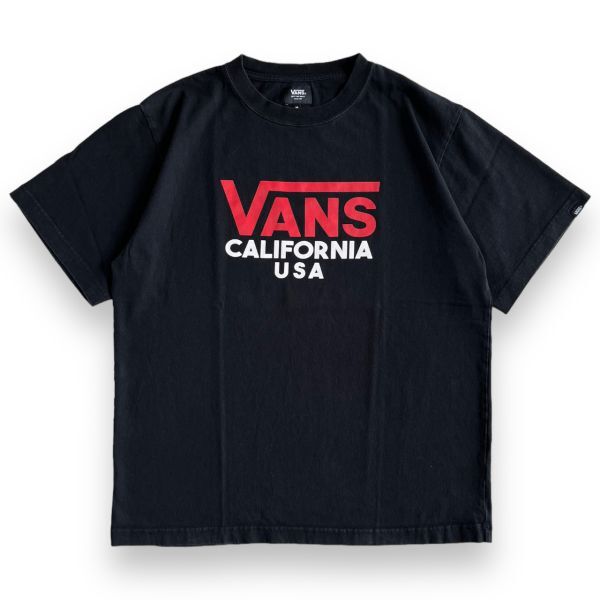 VANS バンズ CALIFORNIA USA カリフォルニア 半袖 バック プリント コットン Tシャツ S/S トップス カットソー サーフ スケート XL 黒の画像1