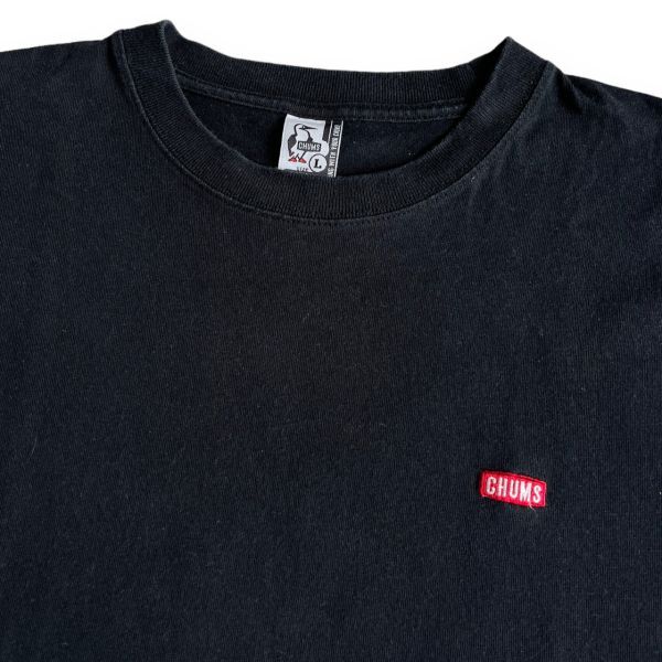 CHUMS チャムス Booby Logo T-Shirt ブービー ロゴ Tシャツ CH01-1326 半袖 プリント コットン Tシャツ S/S トップス L ブラックの画像4