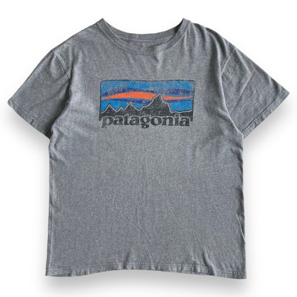 国内正規 PATAGONIA パタゴニア 半袖 プリント ロゴ コットン Tシャツ S/S 丸首 トップス カットソー アウトドア 登山 M グレー_画像1