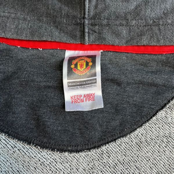 公式 Manchester United マンチェスター ユナイテッド 刺繍 ロゴ コットン スウェット ジップ パーカー 裏パイル サッカー L グレーの画像4
