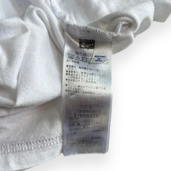 Onitsuka Tiger オニツカタイガー 半袖 プリント コットン Tシャツ S/S 丸首 イラスト 虎 タイガー トップス カットソー XL ホワイト 白の画像5