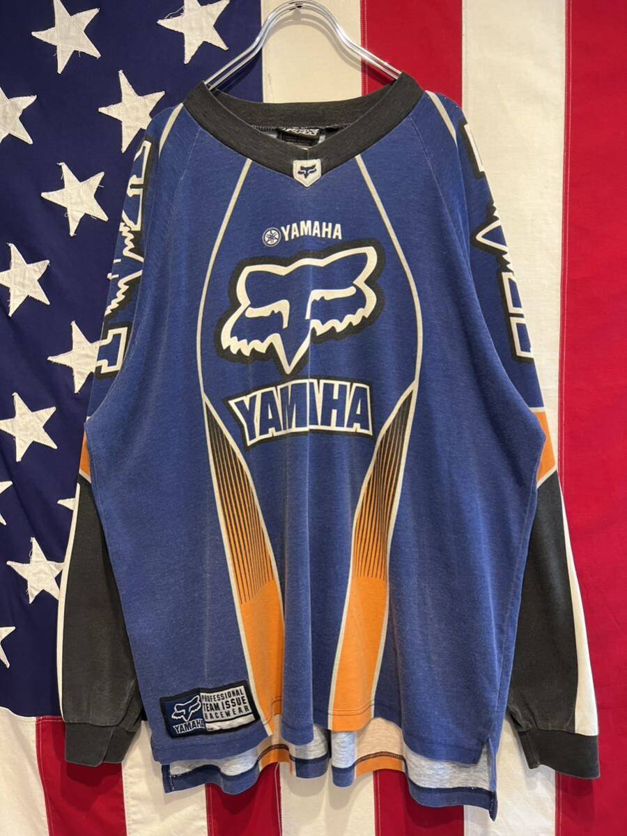 ★90s★YAMAHA★FOX RACING★レーシングTシャツ★長袖★エルボーパッチ★XLサイズ★ヴィンテージ★ヤマハ★フォックスレーシング★_画像3