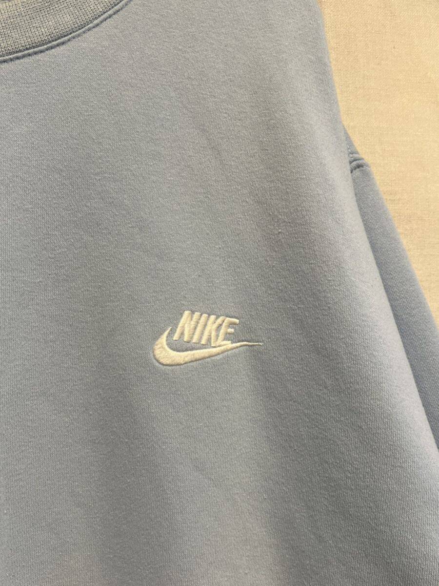 *NIKE* Nike * sweat * sweatshirt * reverse side nappy * crew neck * one Point Logo * embroidery Logo * pale blue * blue series *2XL size *