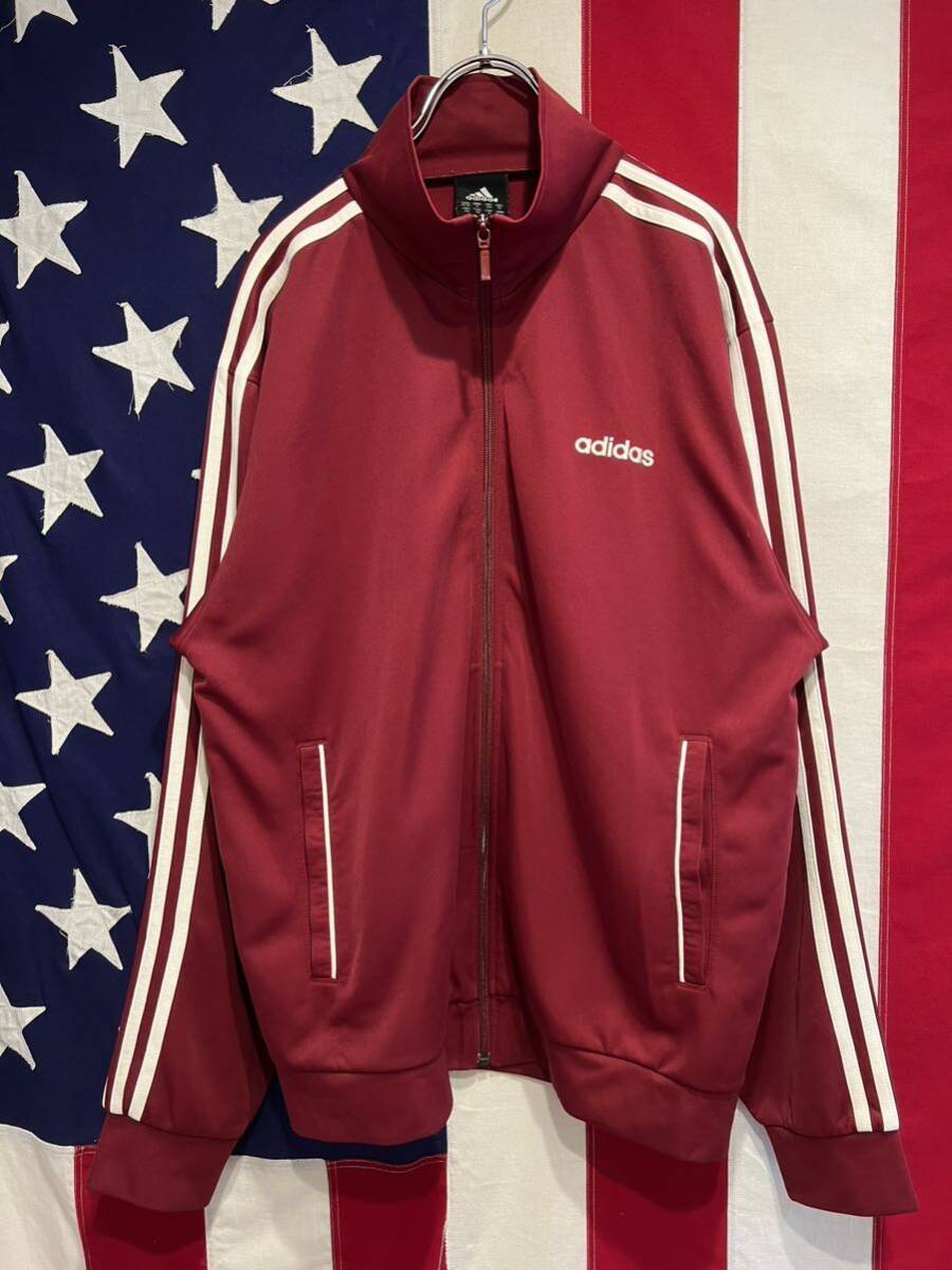 *00s*adidas* Adidas * спортивная куртка * джерси * три линия * вышивка Logo * балка gun ti-* красный серия *O*XL размер *755175*