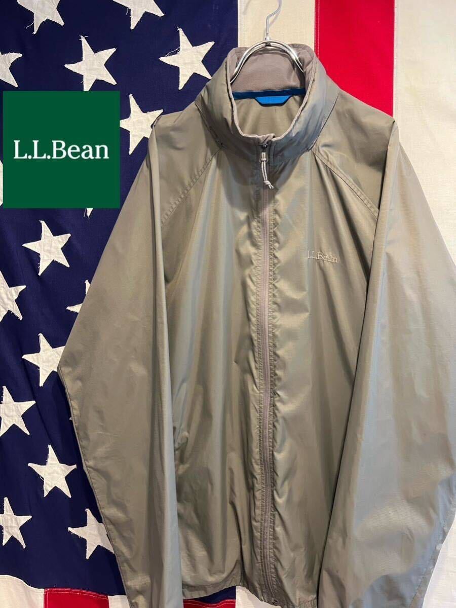 ★L.L.Bean★エルエルビーン★フード内蔵★ナイロンジャケット★マウンテンパーカー★ワンポイントロゴ★刺繍ロゴ★グレー★Lサイズ相当★の画像1