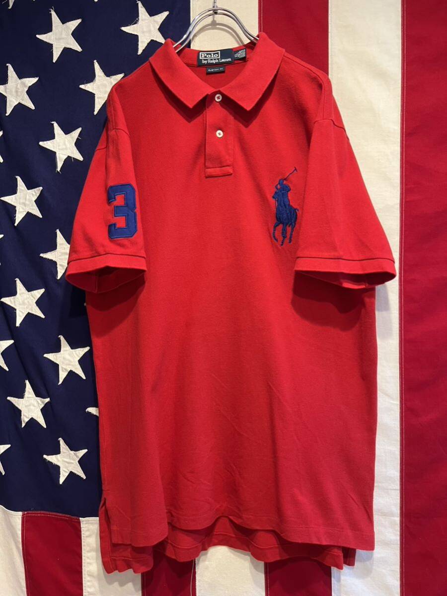 ★90s★00s★インパクト21★Polo by Ralph Lauren★ポロラルフローレン★半袖ポロシャツ★ビッグポニー★レッド★赤★XL★ヴィンテージ_画像2