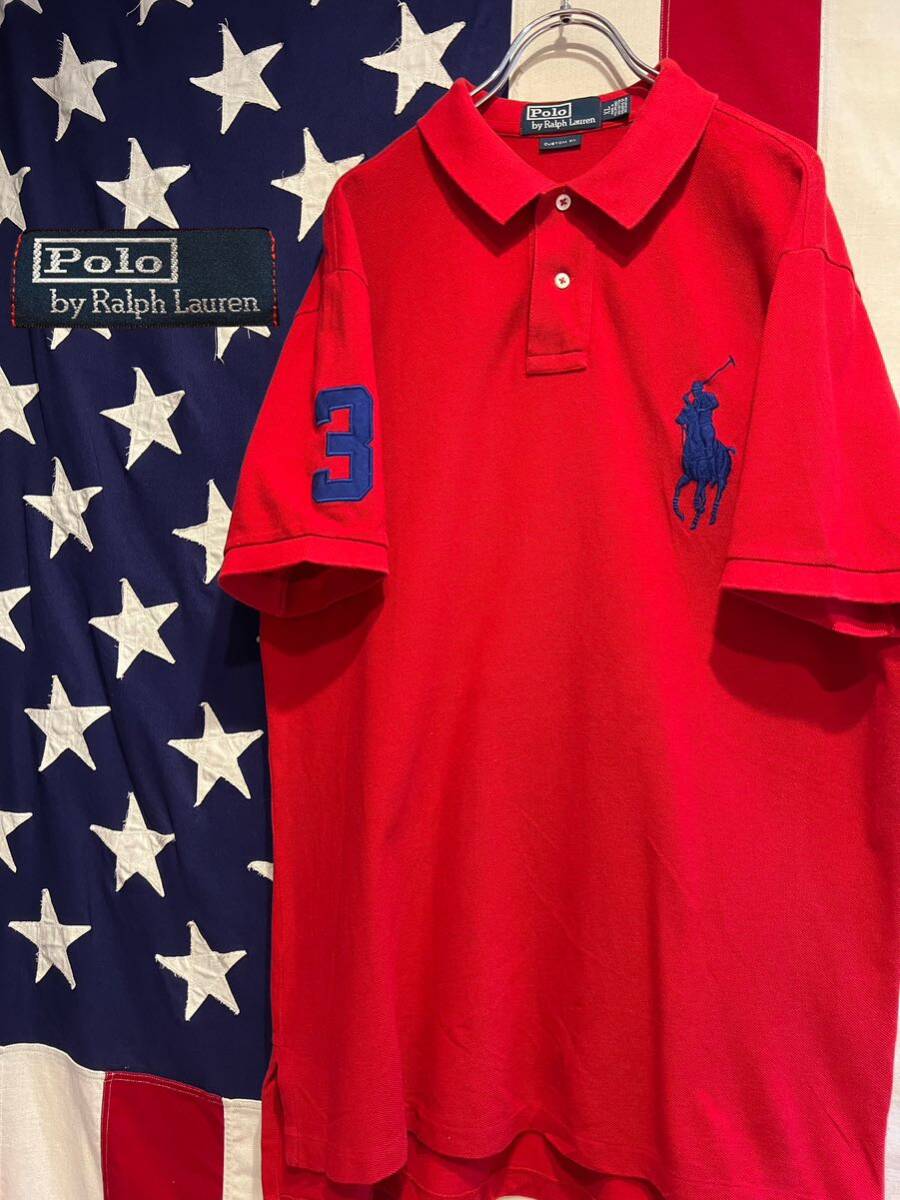 ★90s★00s★インパクト21★Polo by Ralph Lauren★ポロラルフローレン★半袖ポロシャツ★ビッグポニー★レッド★赤★XL★ヴィンテージ_画像1