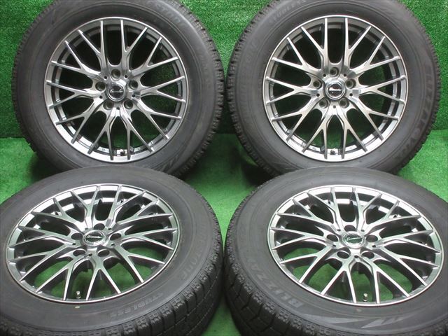 中古 ホイールタイヤ 4本 225/60R17 2019年製 8分山 エクシーダ E05 スタッドレス タイヤ ブリヂストン　ブリザック　VRX_画像1