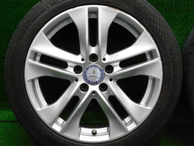 中古 ホイールタイヤ 4本 225/45R17 2020年製 7分山 ベンツ Cクラス W204 純正 ラジアル タイヤ コンチネンタル マックスコンタクト MC6の画像2