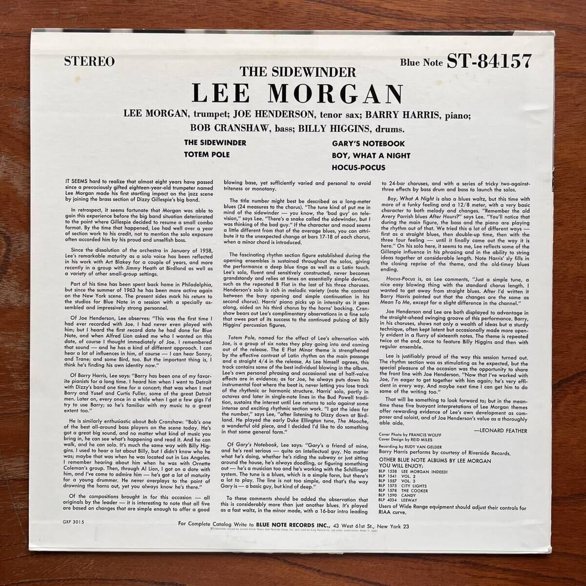 【BLUE NOTE キング盤 ブルーノート】LEE MORGAN『THE SIDEWINDER』リー・モーガン/ジョー・ヘンダーソン/JOE HENDERSON/BARRY HARRISの画像2