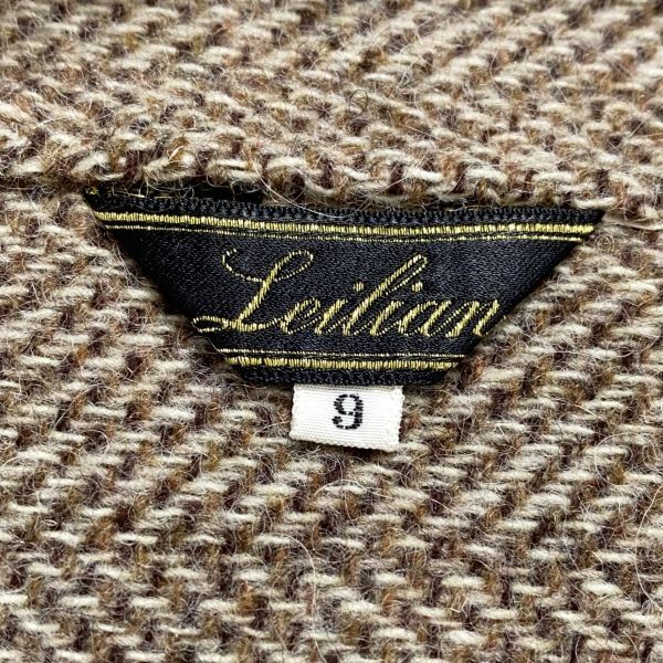 日本製 Leilian レリアン ツイード生地 ノーカラーコート 羽織り 9号 モカブラウン レディース アウター 婦人服_画像10