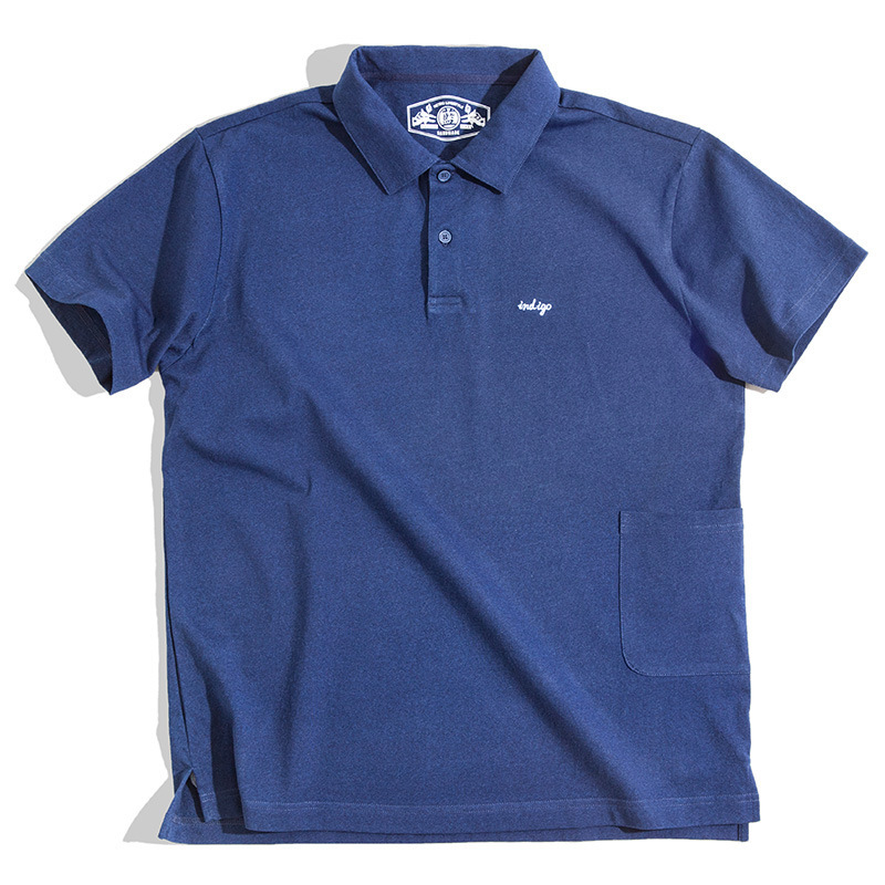 Tシャツ インディゴ 濃紺 藍染 天然藍 綿100% ポロシャツ メンズ レトロ メンズ カジュアル S～2XL_画像5