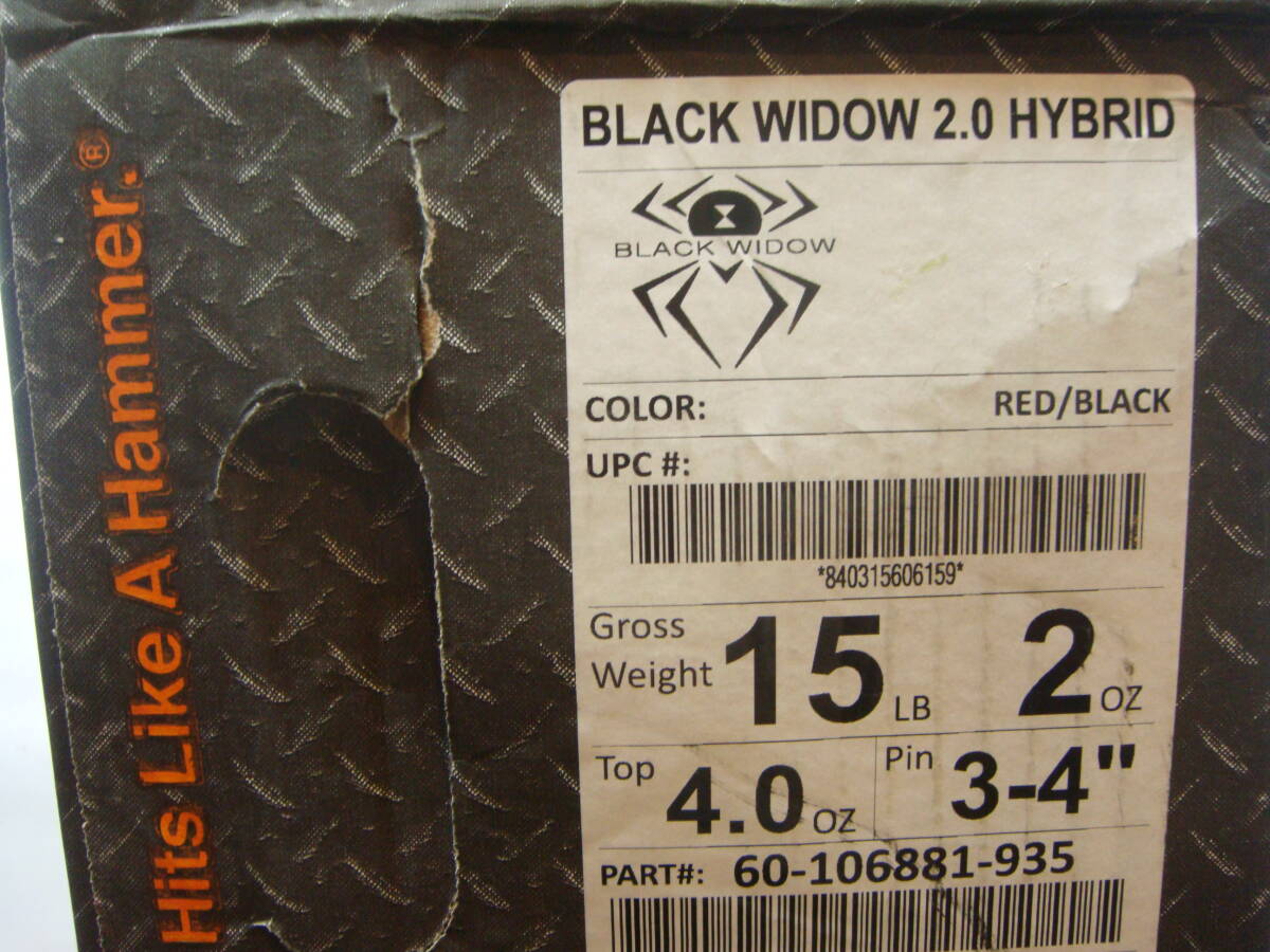 送料込み！新品！HAMMER ハンマー BLACK WIDOW 2.0 HYBRID ブラックウイドー2.0ハイブリッド 15p2oz おまけ付きの画像3