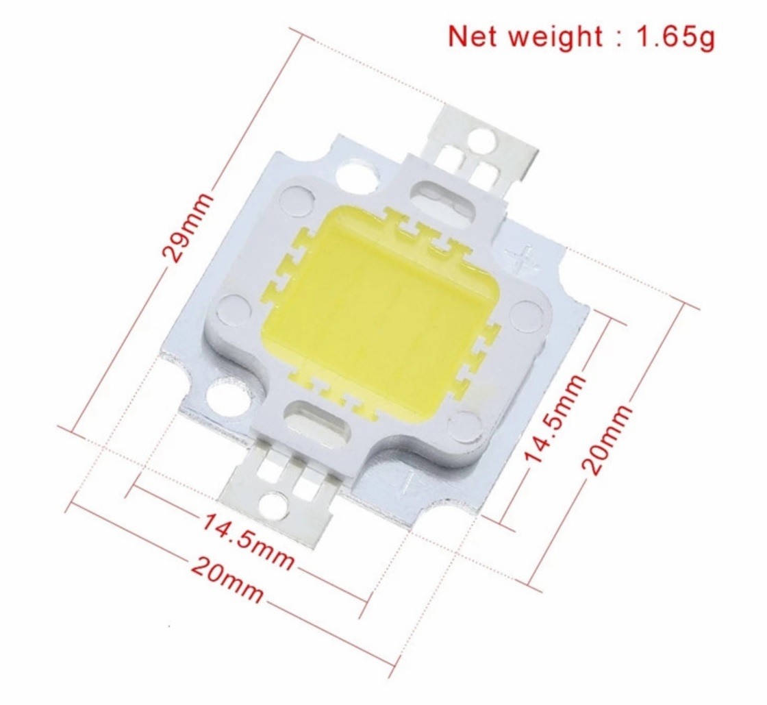 10W チップLED 白色 White 照明 900-1000lm 2個セット_画像2