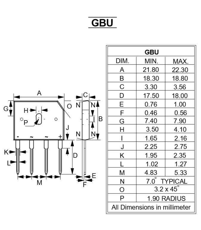 GBU808 整流用 単相ブリッジダイオード 800V 8A_画像2