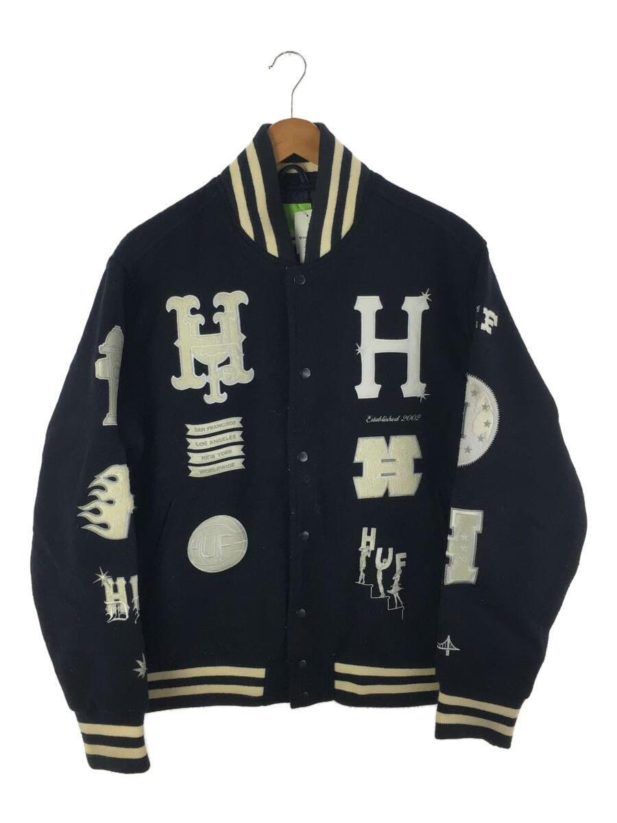 HUF◆バーシティージャケット/スタジャン/M/ウール/NVY/JK00368//_画像1