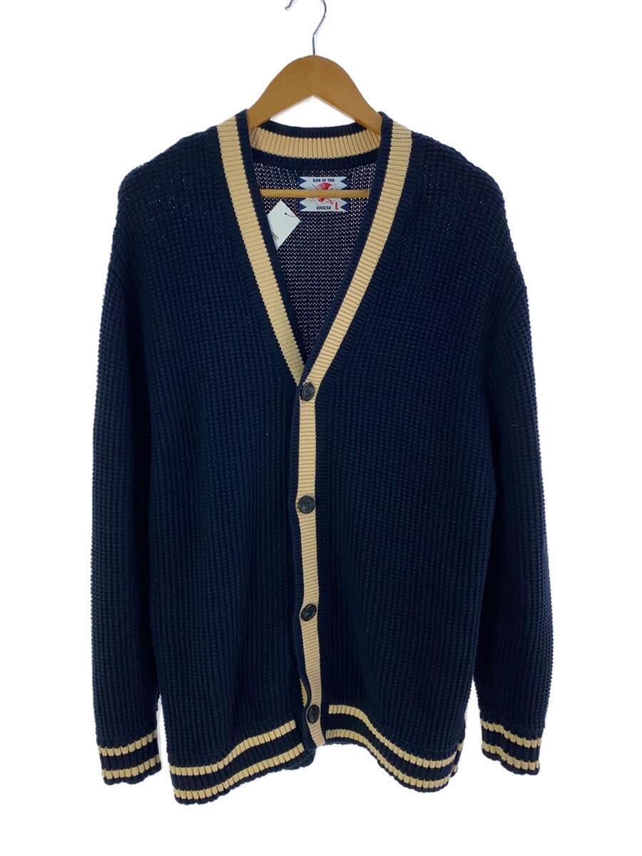 SON OF THE CHEESE◆22SS/Line Cardigan/カーディガン(厚手)/L/コットン/NVY/SC2211-KN08_画像1