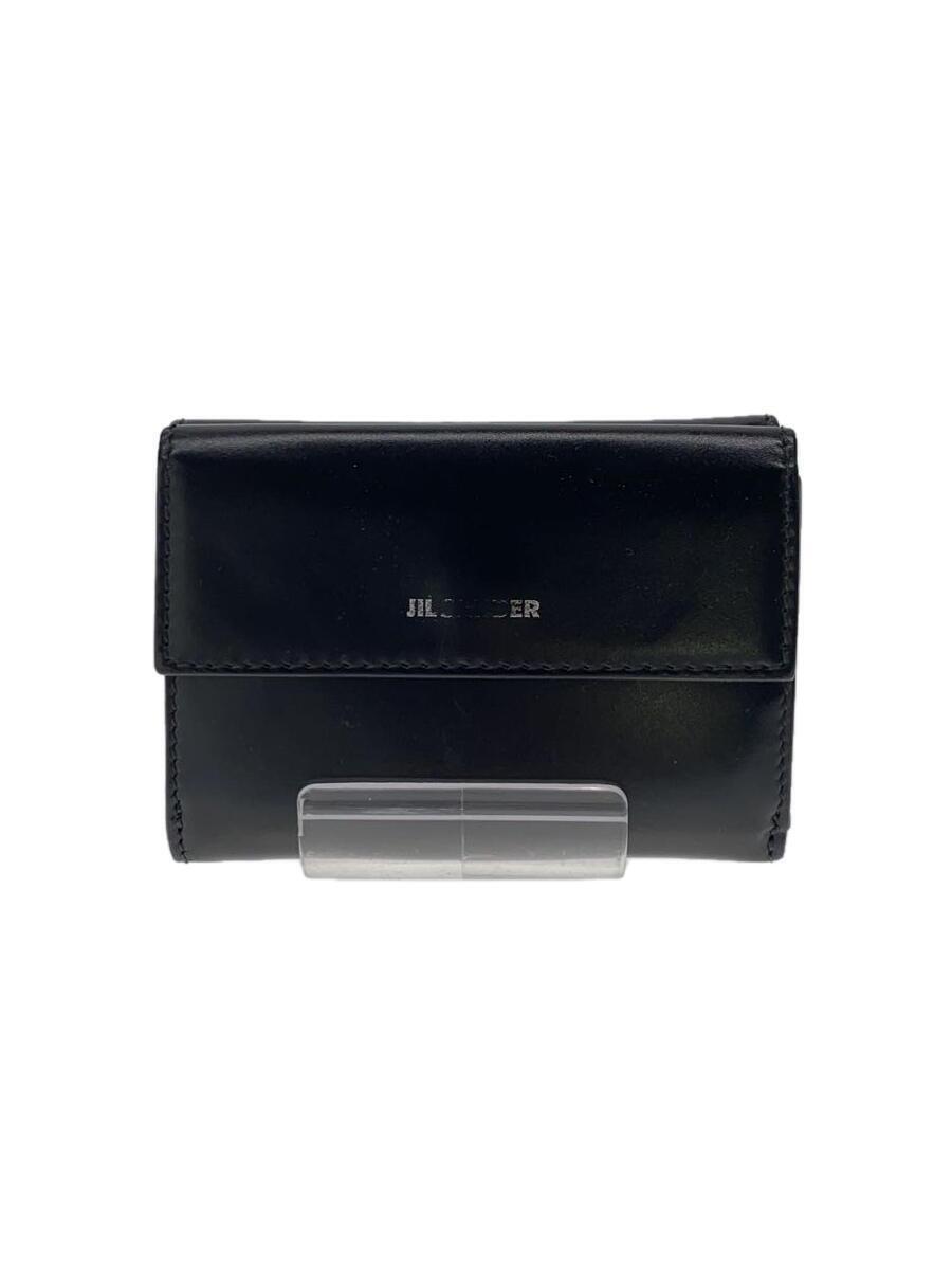 JIL SANDER◆3つ折り財布/レザー/BLK/レディース/ベビーウォレット/BABY WALLET/ロゴスレ有_画像1