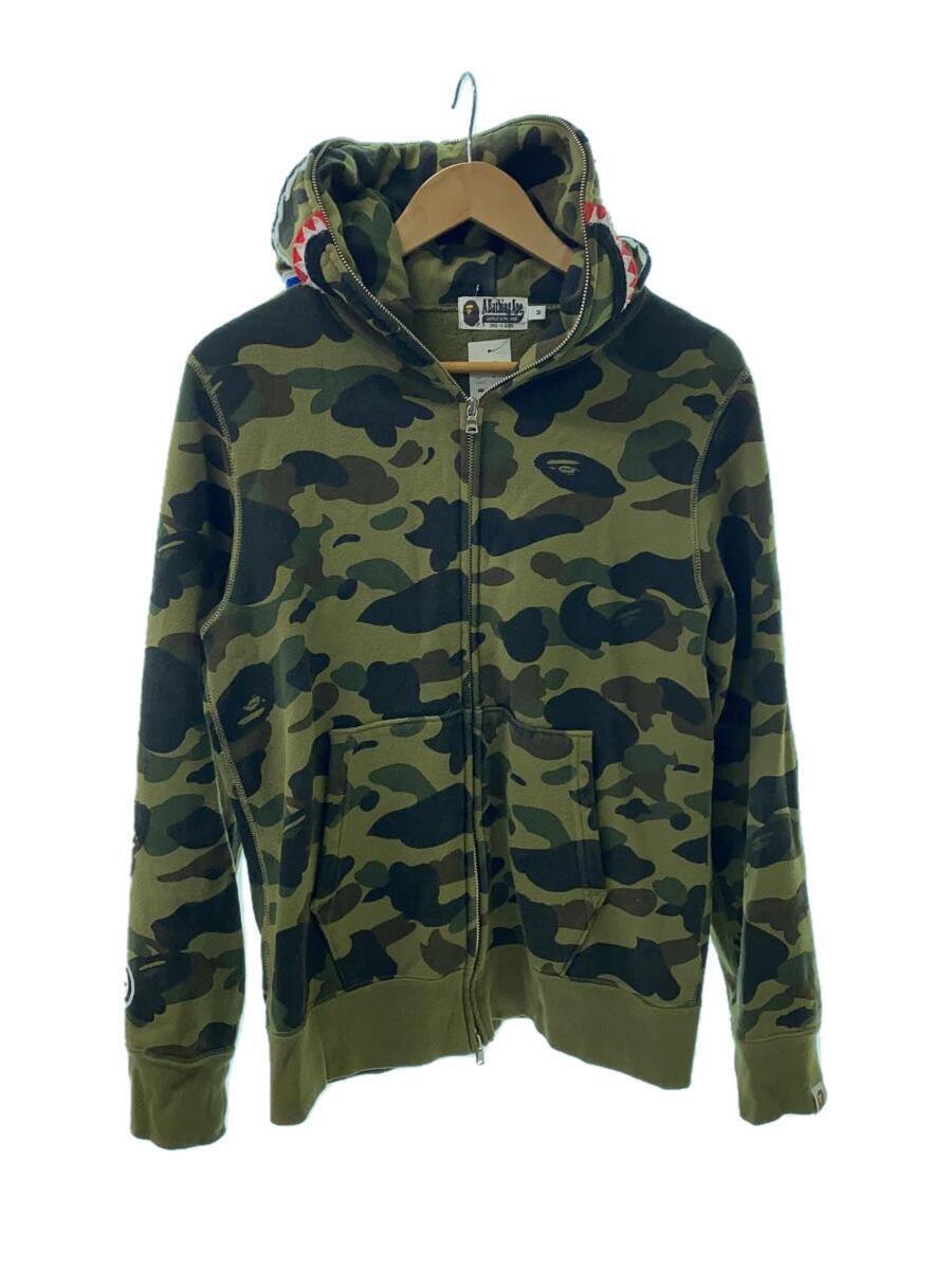 A BATHING APE◆L Camo Shark Full Zip Hoodie/M/コットン/KHK/カモフラ/001ZPI201004M_画像1