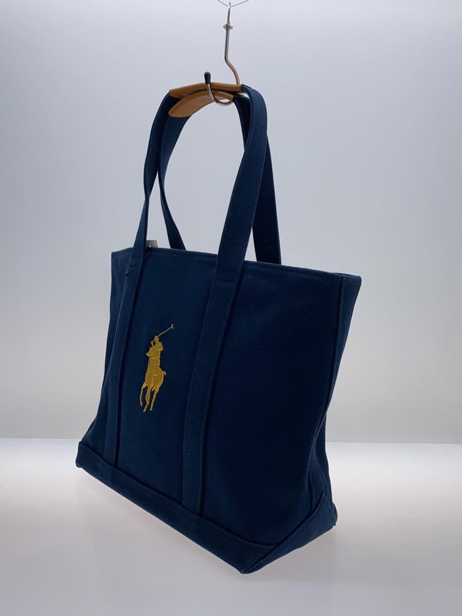 RALPH LAUREN◆トートバッグ/キャンバス/ネイビー_画像2