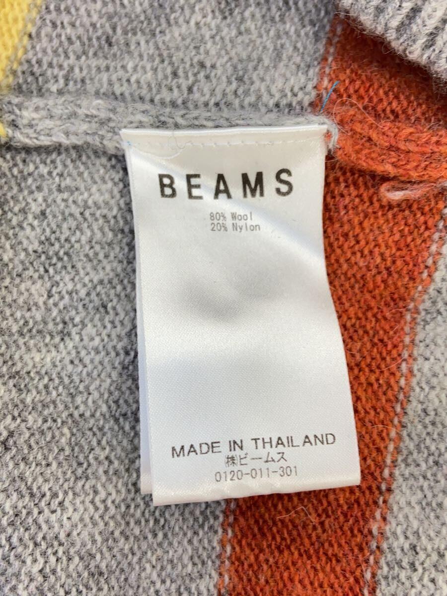 BEAMS◆セーター(厚手)/L/ウール/グレー/ボーダー/11-15-1231-803/クルーネック/マルチカラー_画像4