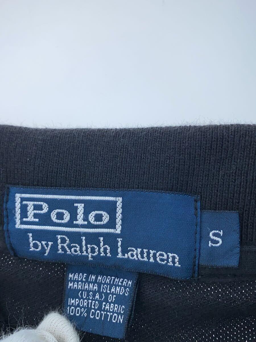 POLO RALPH LAUREN◆ポロシャツ/S/コットン/ブラック/無地_画像3