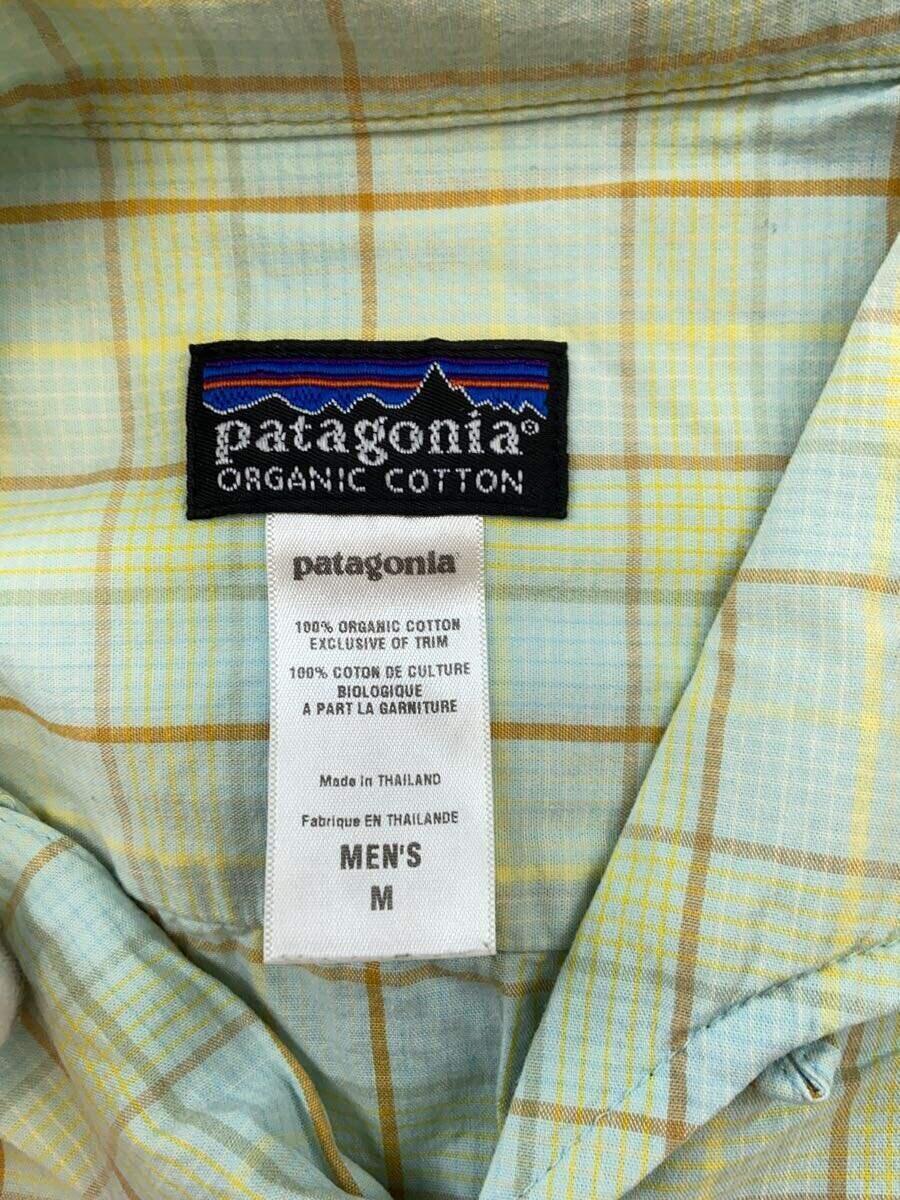 patagonia◆半袖シャツ/M/コットン/GRN/チェック/5396589_画像3