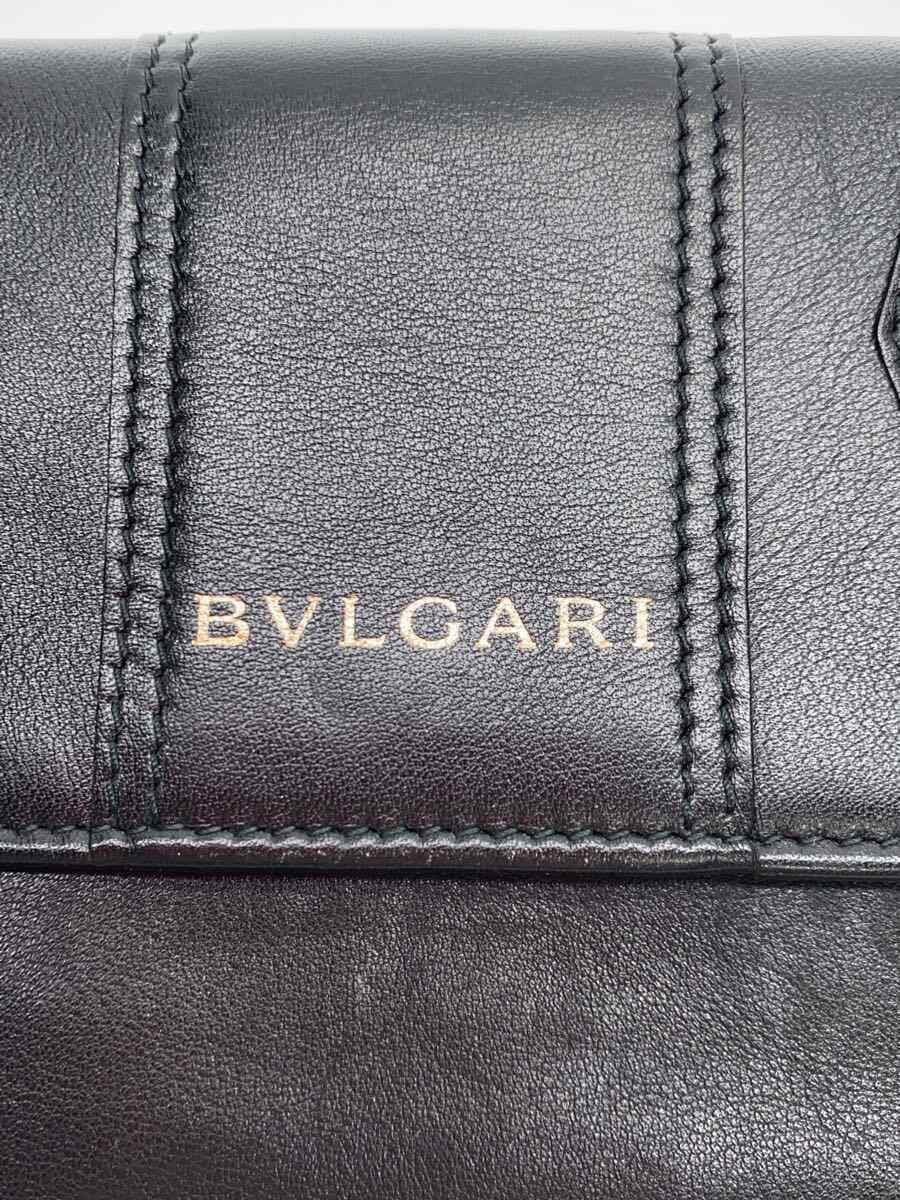 BVLGARI◆長財布/フェイクレザー/BLK/無地/メンズ_画像3