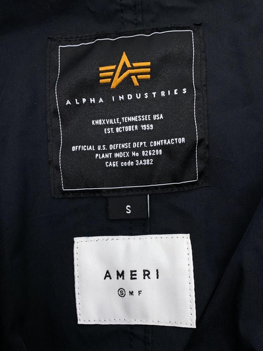 ALPHA INDUSTRIES◆モッズコート/S/コットン/ブラック/無地_画像3