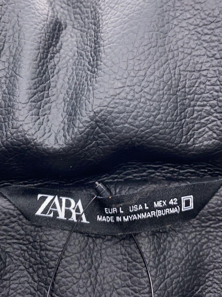 ZARA◆レザージャケット・ブルゾン/L/フェイクレザー/BLK/828/420/800_画像3