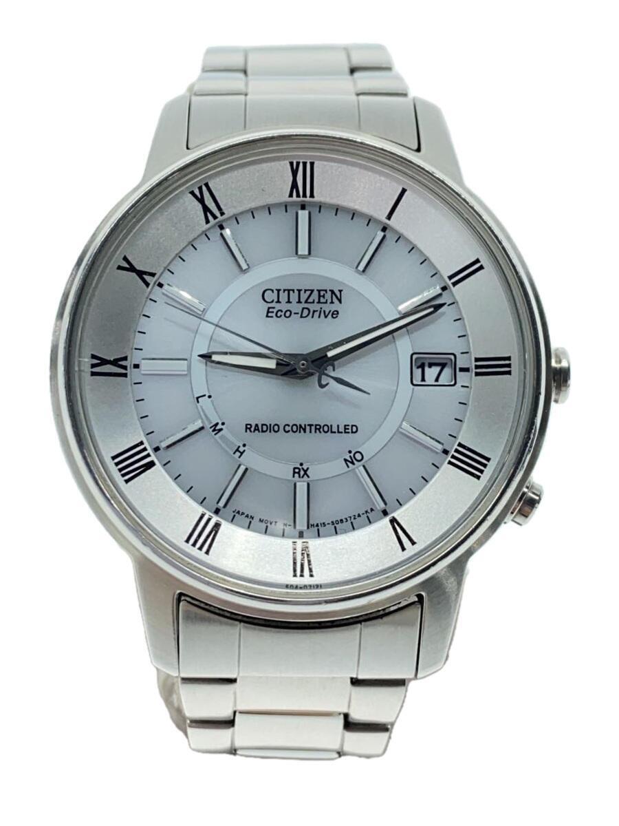 CITIZEN◆ATESSA/ECO-DRIVEソーラー腕時計/アナログ/ステンレス/WHT/SLV/SS/GN-4-S→12//_画像1