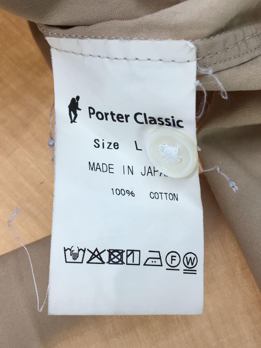 Porter Classic◆長袖シャツ/ROLL UP SHIRT/L/コットン/BEG/首周り変色・着用感有//_画像4