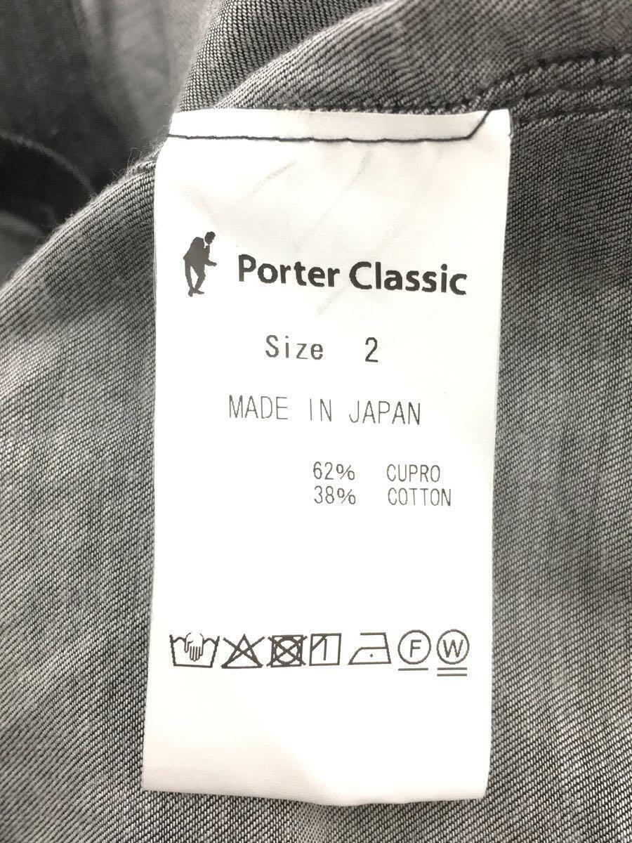 Porter Classic◆ポータークラシック/半袖シャツ/2/キュプラ/ブラック/無地//_画像4