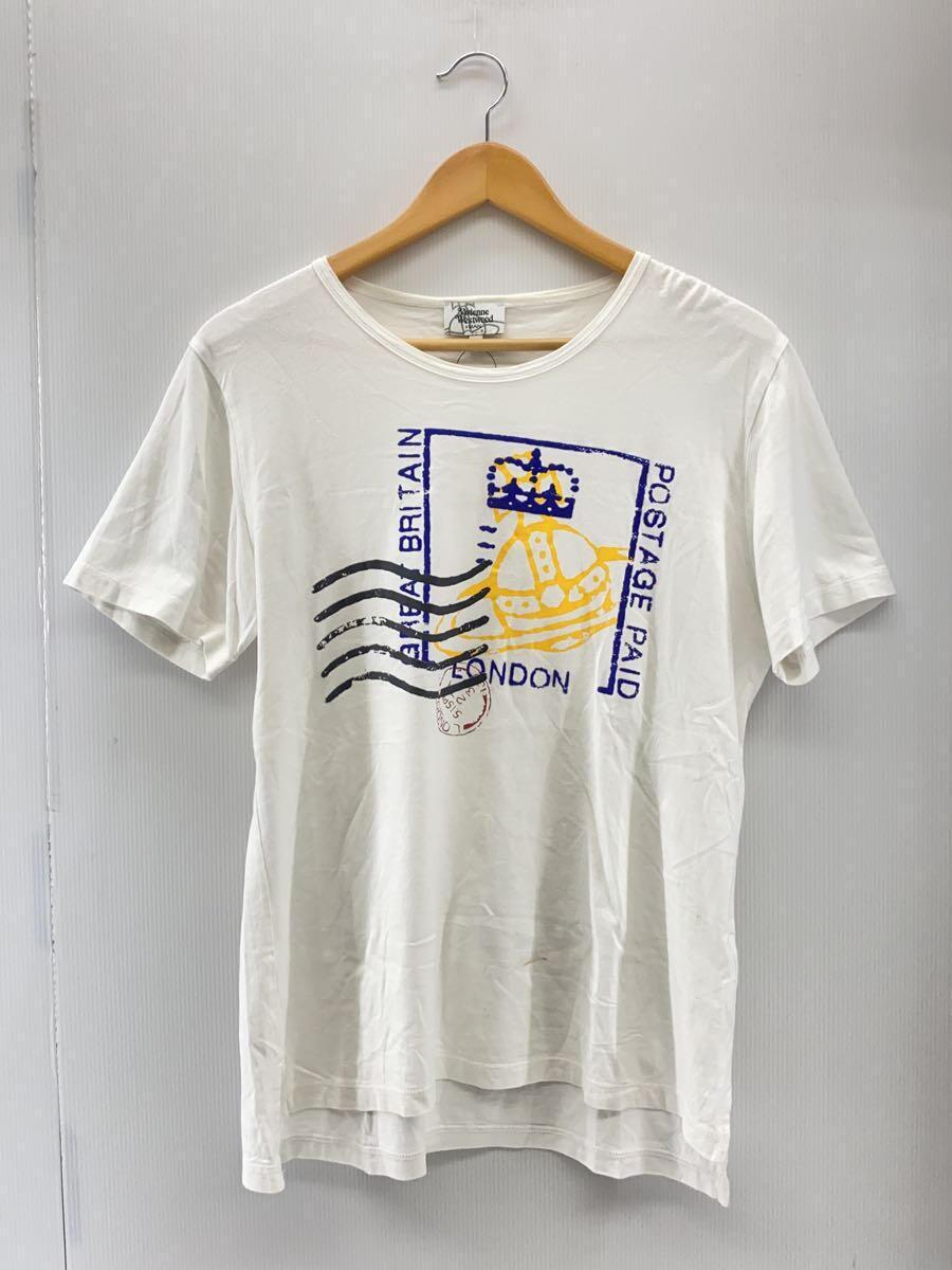 Vivienne Westwood MAN◆Tシャツ/52/コットン/WHT/GREAT BRITAIN/POSTAGE PAID/汚れ有_画像1