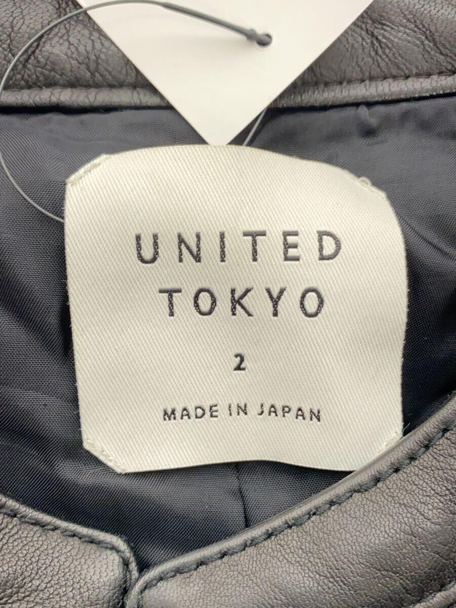 UNITED TOKYO◆シングルライダースジャケット/2/レザー/BLK/無地/407352001_画像3