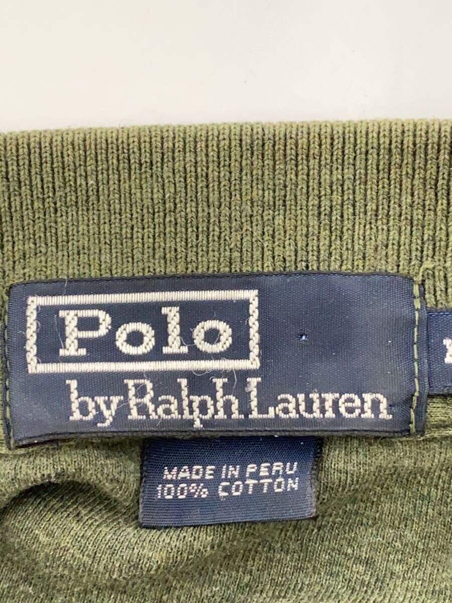 POLO RALPH LAUREN◆90s～/長袖ポロシャツ/XL/コットン/GRN/無地_画像3